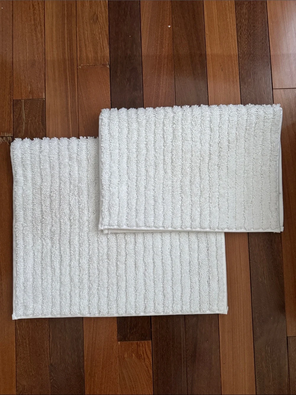 Threshold White Ribbed Cotton Bath Mats - 2 Pack